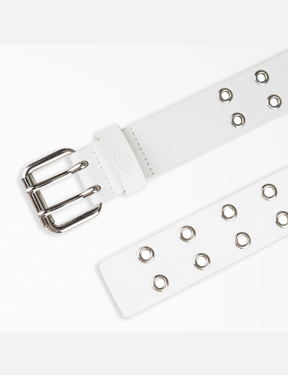 White Dickies Leather Double Grommet Belts & Suspenders | 908FCVNTL