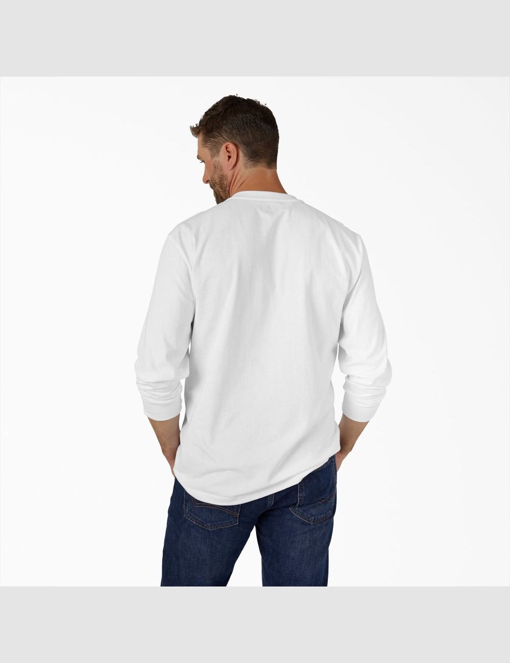 White Dickies Long Sleeve Heavyweight Henley T-Shirts | 263DAJLIR