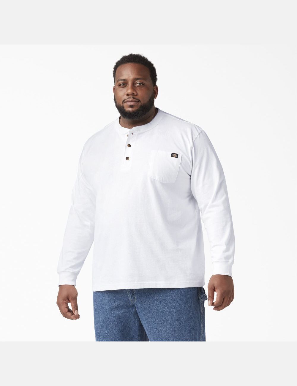 White Dickies Long Sleeve Heavyweight Henley T-Shirts | 263DAJLIR