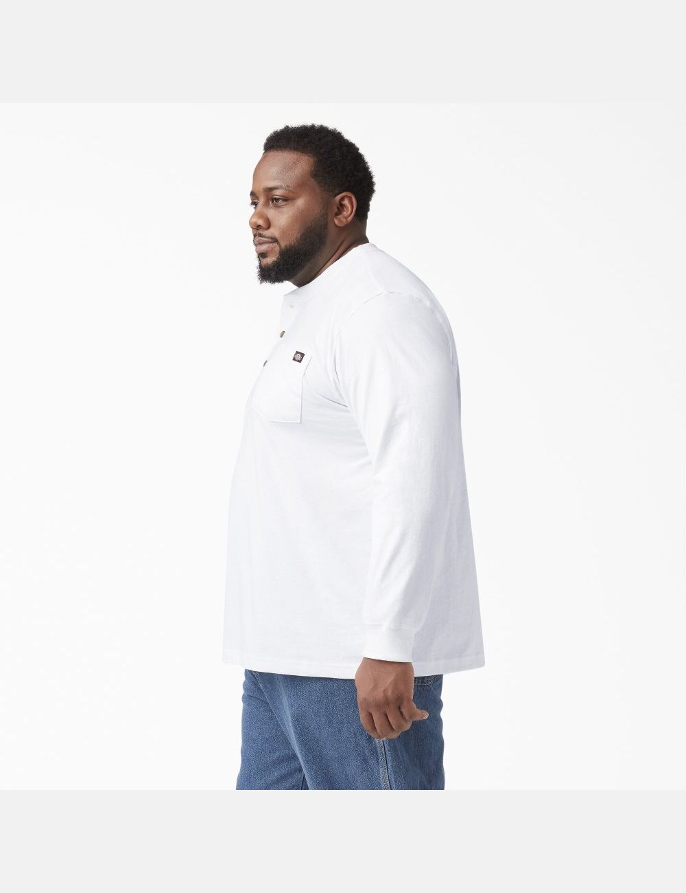 White Dickies Long Sleeve Heavyweight Henley T-Shirts | 263DAJLIR