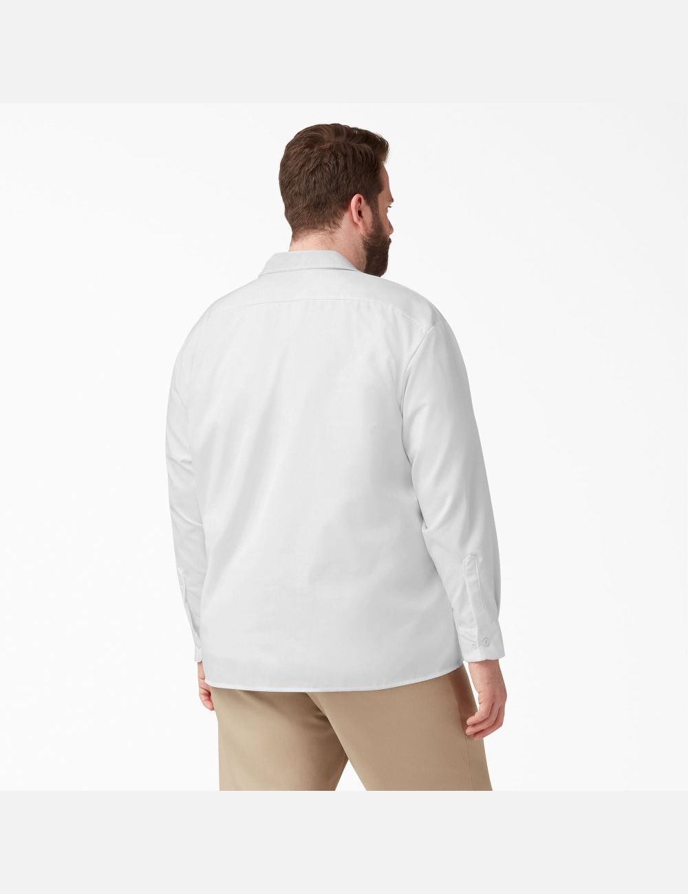 White Dickies Long Sleeve Work Shirts | 726XHIAJD