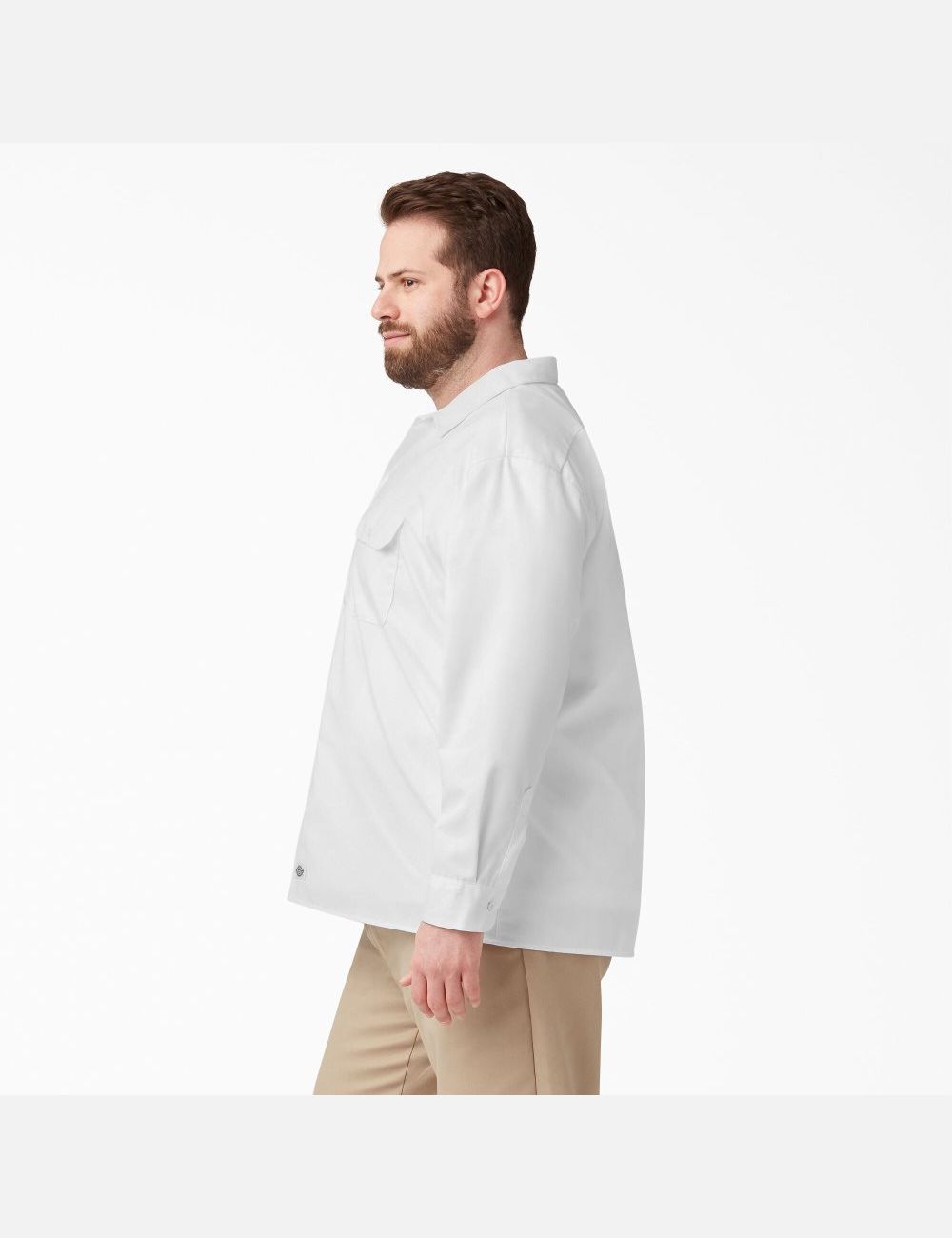 White Dickies Long Sleeve Work Shirts | 726XHIAJD