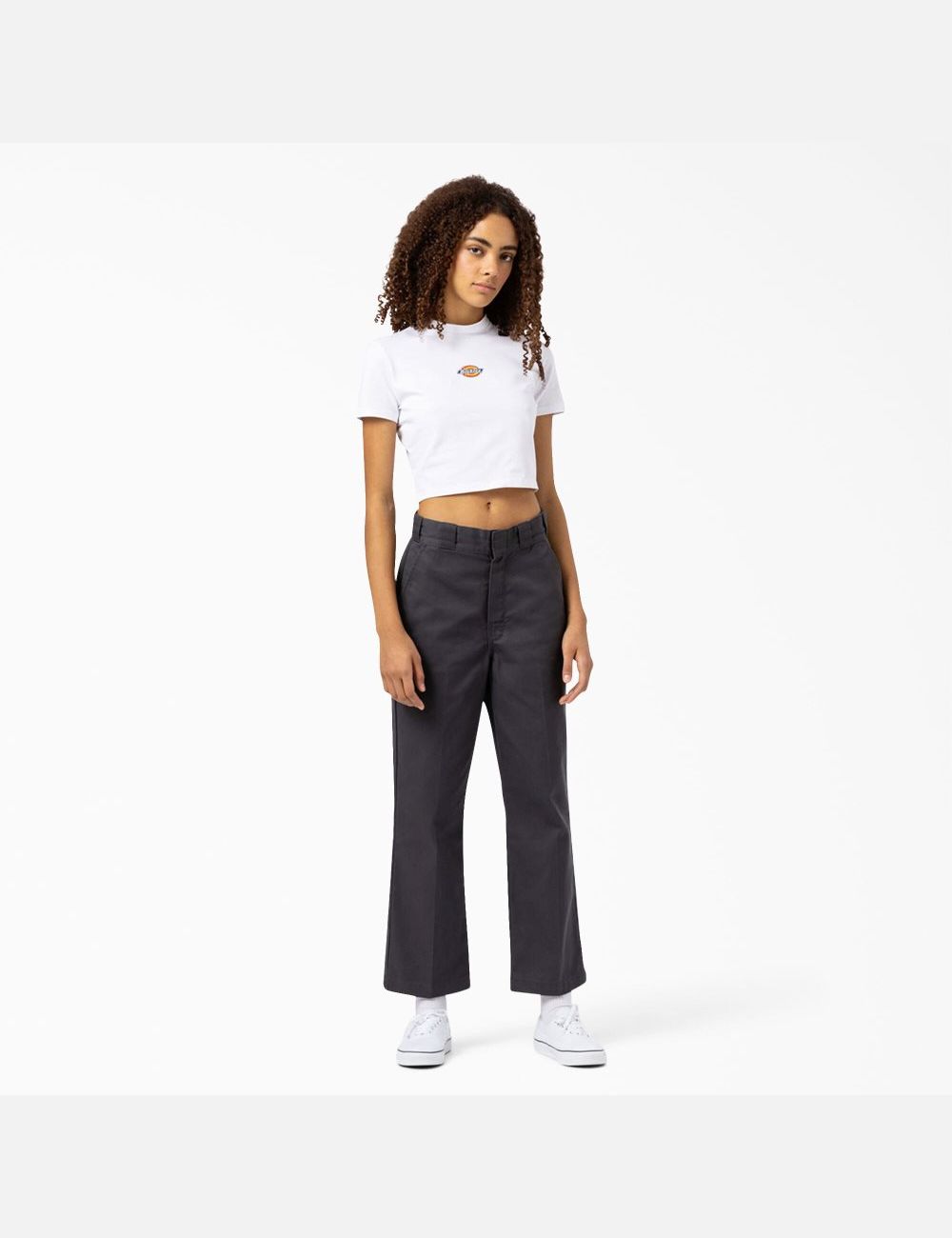 White Dickies Maple Valley T-Shirt Cropped Tops | 547IUEYAF