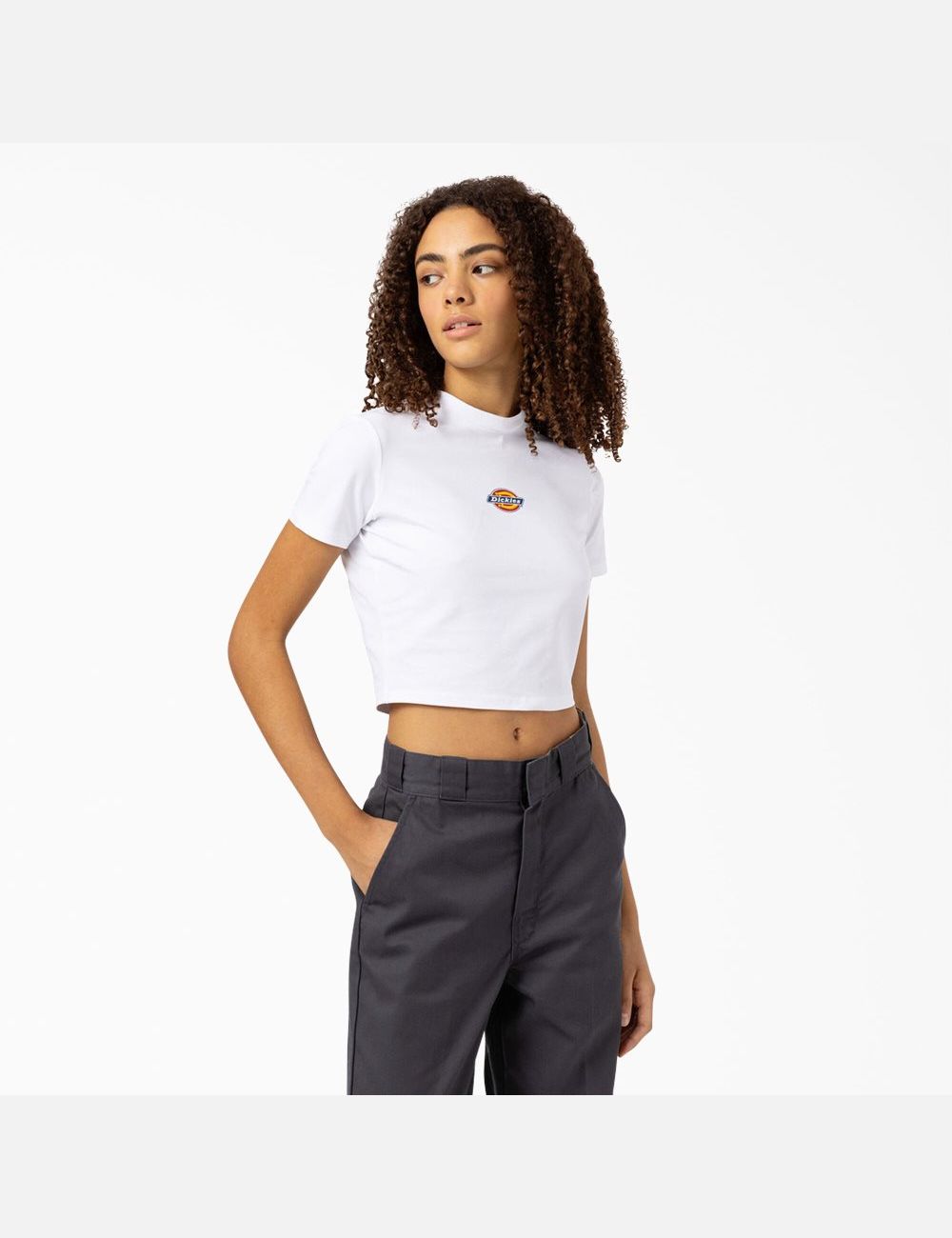 White Dickies Maple Valley T-Shirt Cropped Tops | 547IUEYAF