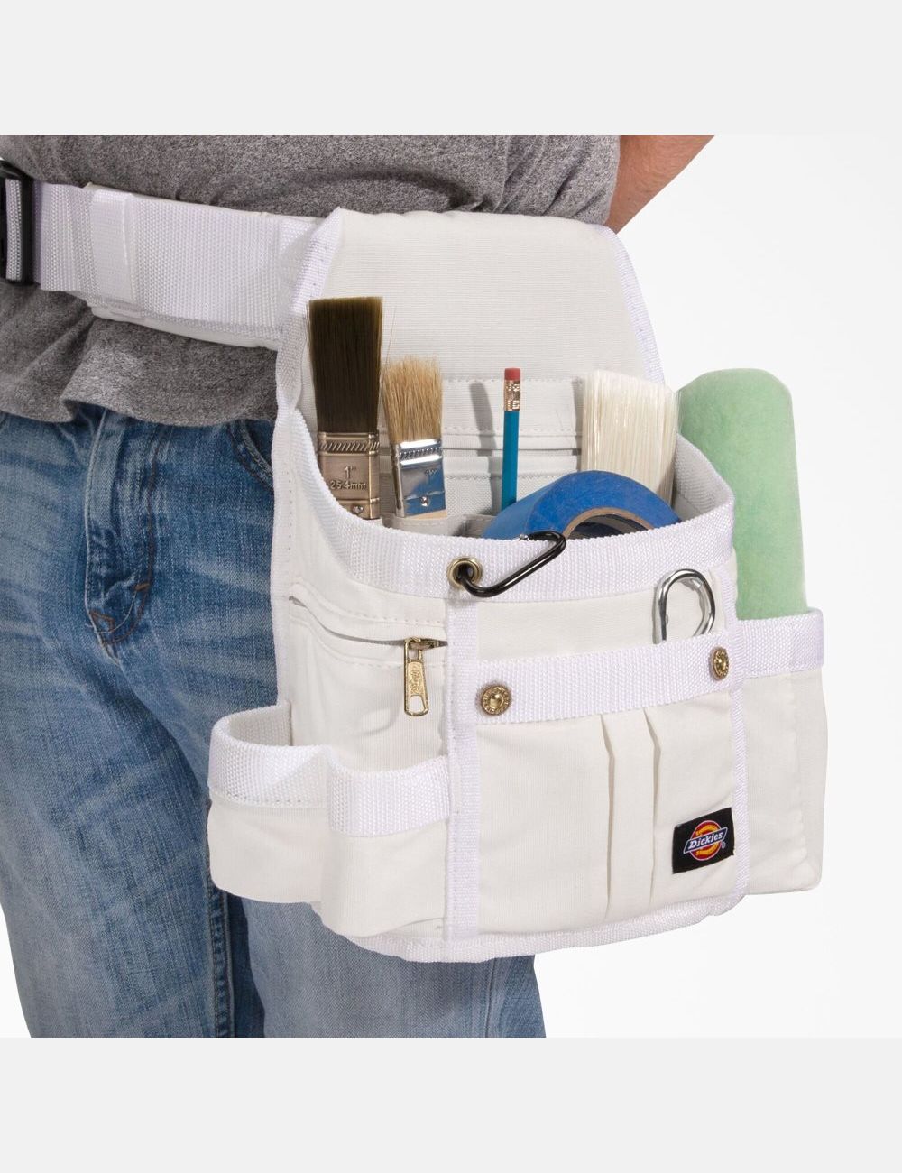 White Dickies Painters 8-Pocket Utility Pouch & Padded Set Tool Bags | 045MVALGN