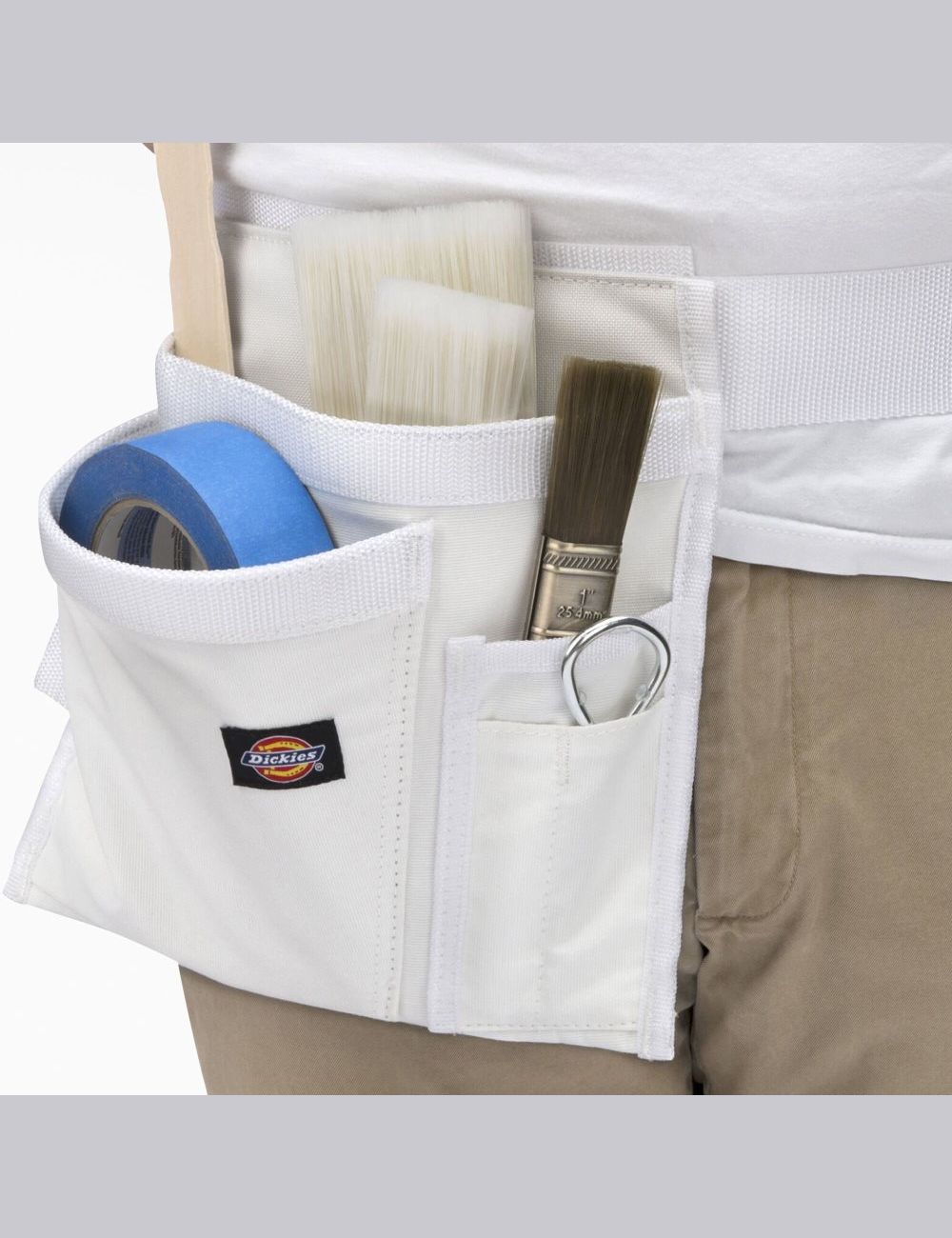 White Dickies Painters Apron with Pouch Tool Bags | 612SAEYJR