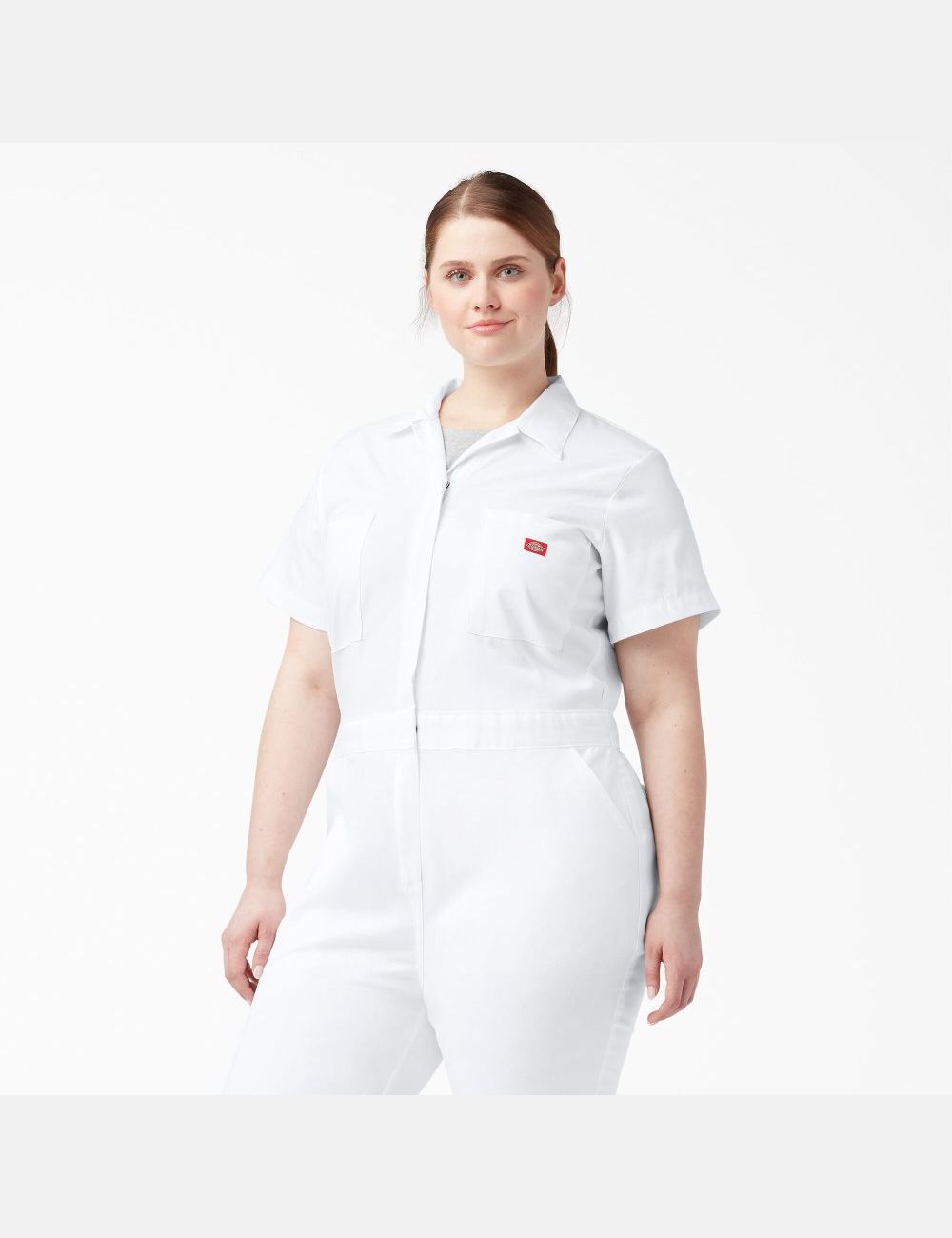 White Dickies Plus FLEX Cooling Short Sleeve Coveralls & Overalls | 784NVZCTP