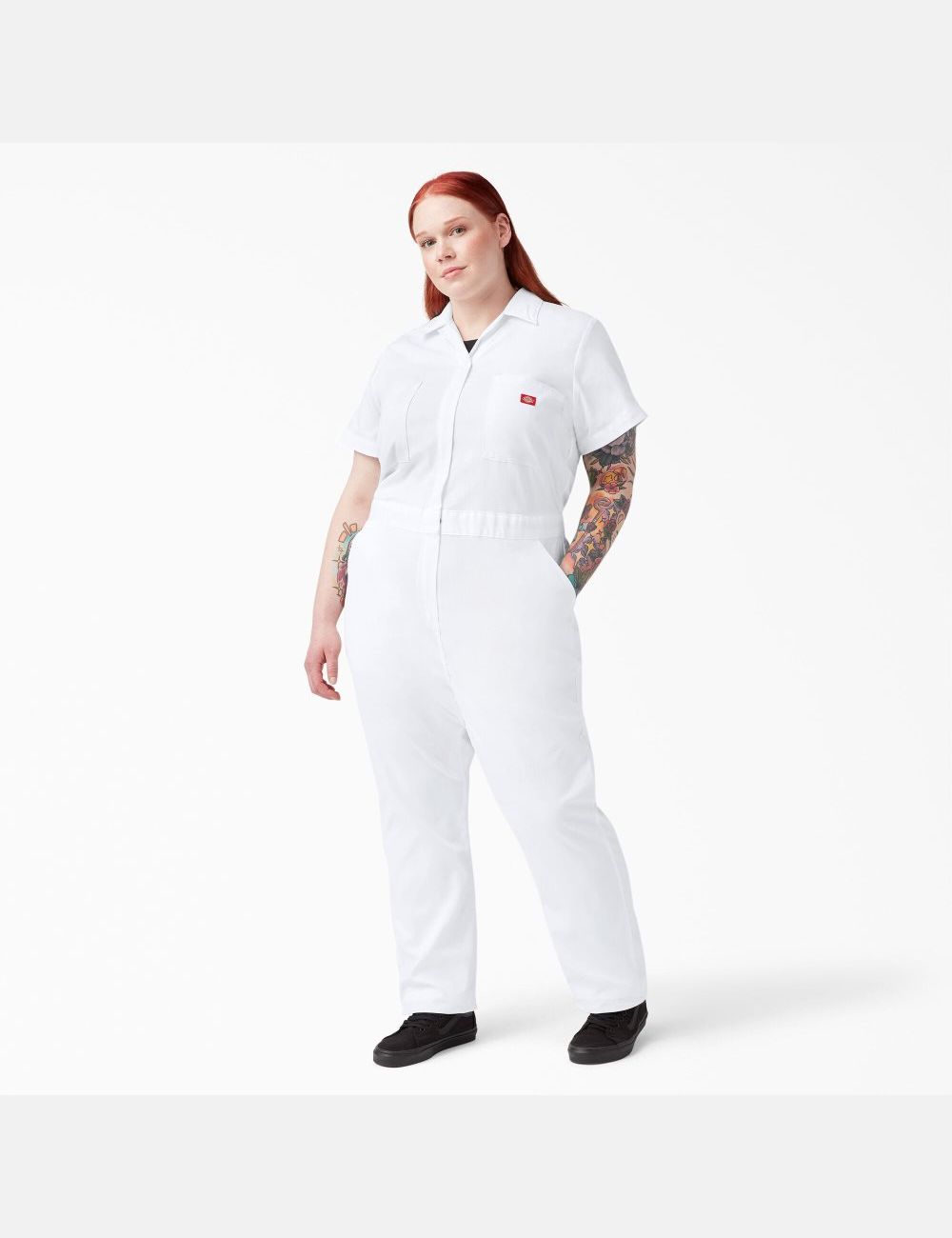 White Dickies Plus FLEX Cooling Short Sleeve Coveralls & Overalls | 784NVZCTP