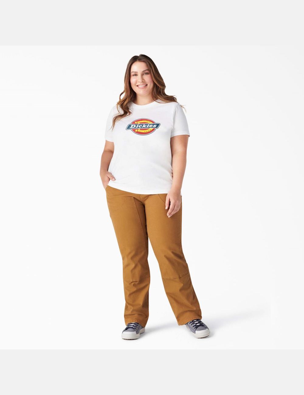 White Dickies Plus Logo Graphic T-Shirts | 425KLOANP