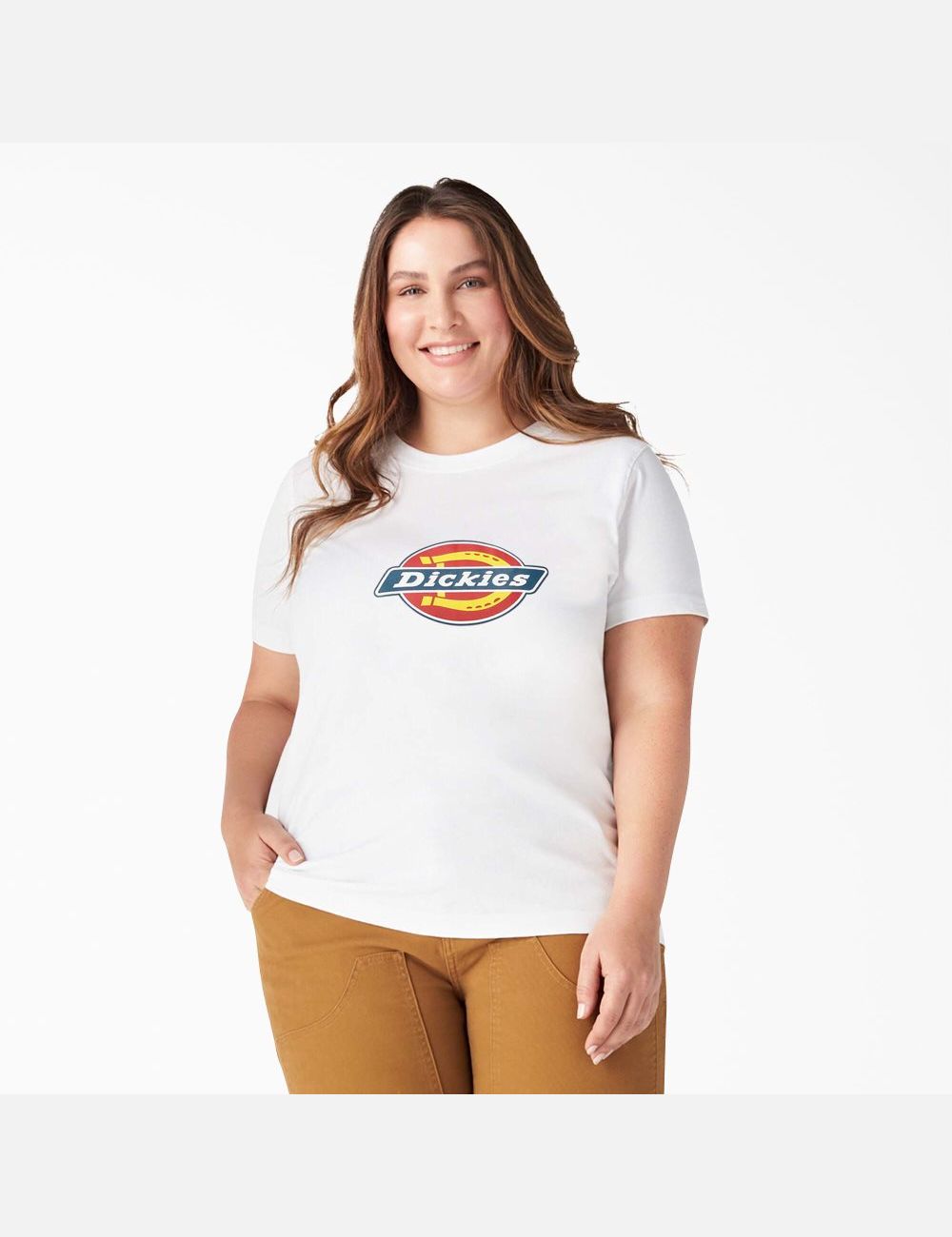 White Dickies Plus Logo Graphic T-Shirts | 425KLOANP