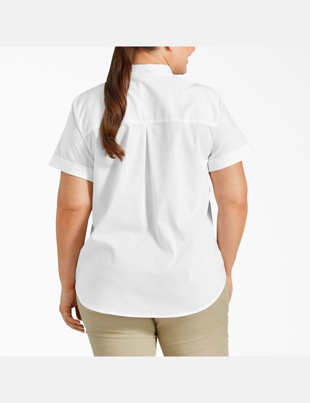 White Dickies Plus Stretch Button-Up Shirt Button Up | 786BHQACF