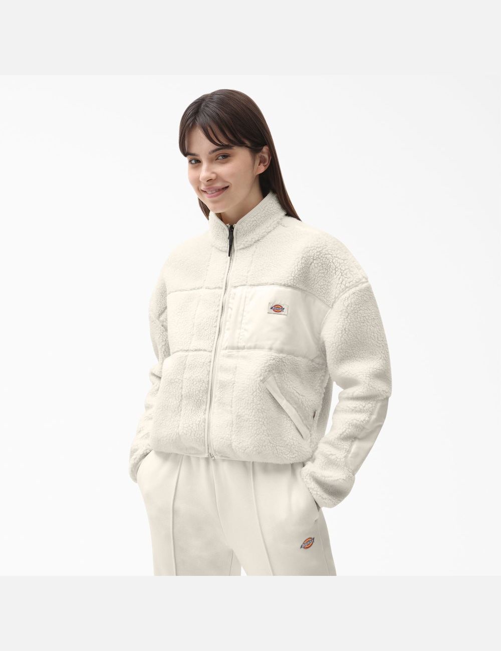 White Dickies Red Chute Fleece Coats & Jackets | 526ZACYDG