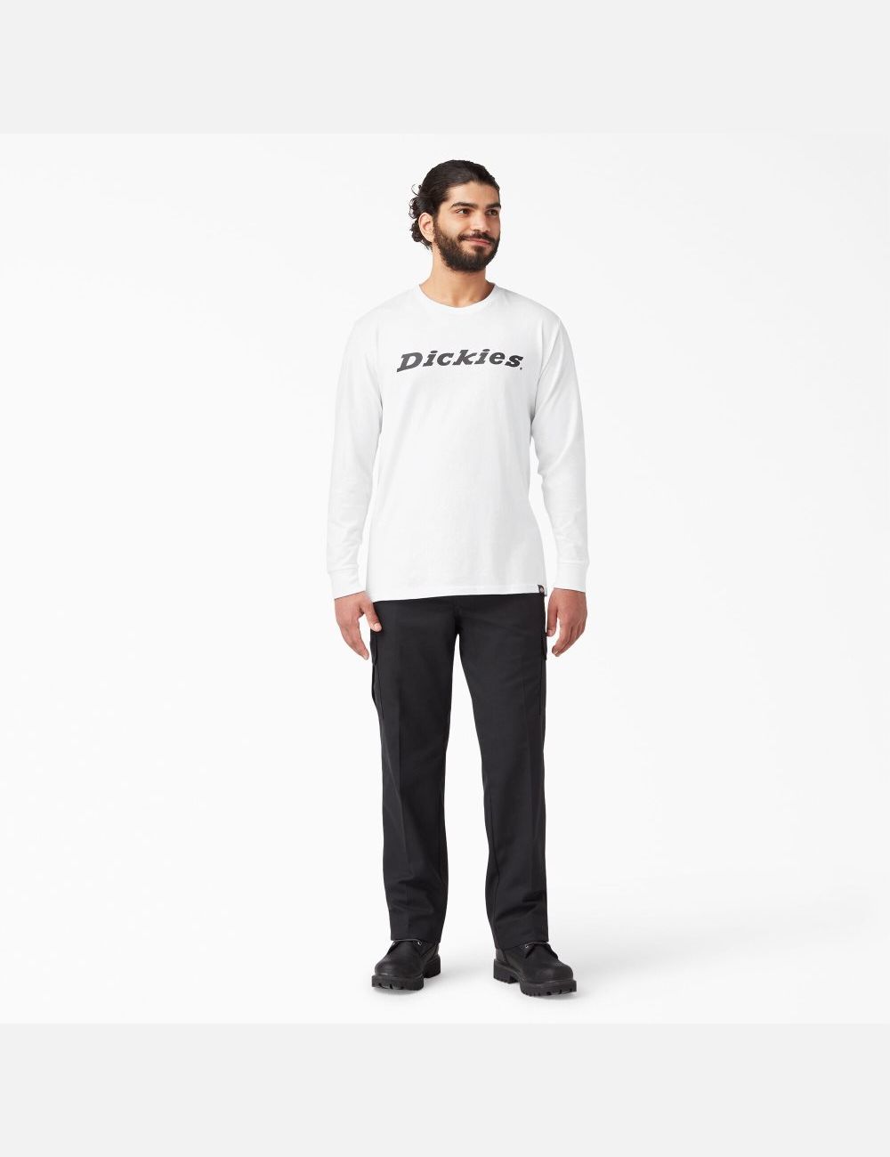 White Dickies Regular Icon Graphic Long Sleeve T-Shirts | 856OTJGKI