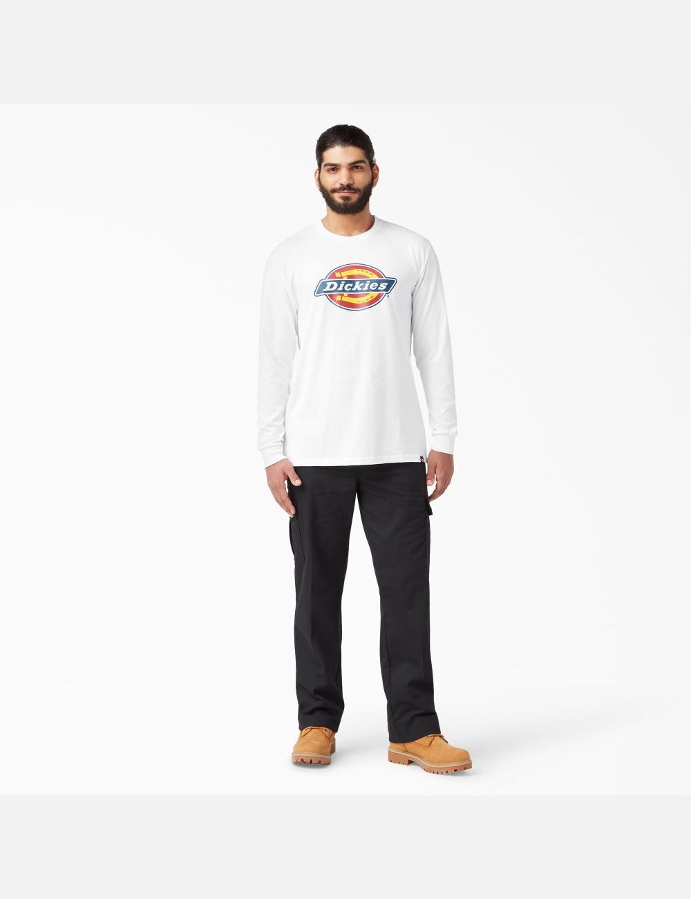 White Dickies Regular Icon Graphic Long Sleeve T-Shirts | 860BQFIDM