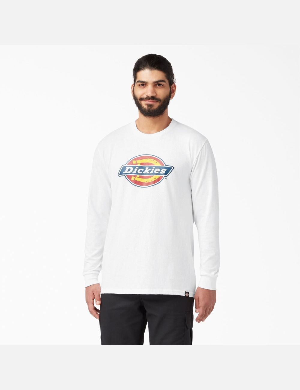 White Dickies Regular Icon Graphic Long Sleeve T-Shirts | 860BQFIDM