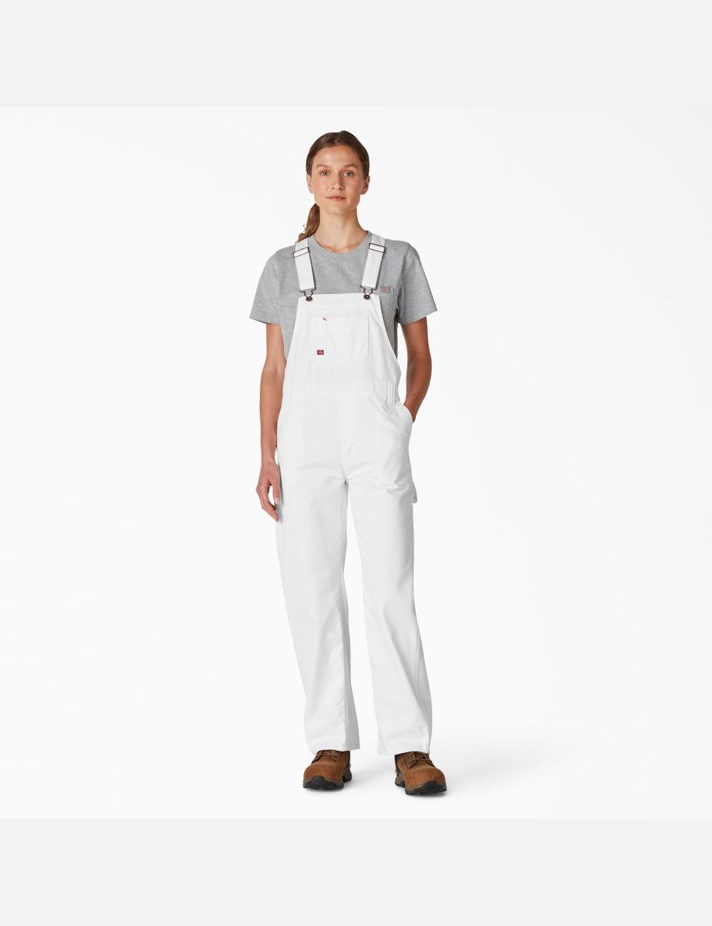 White Dickies Relaxed Fit Bib Overalls | 476XSJNGQ