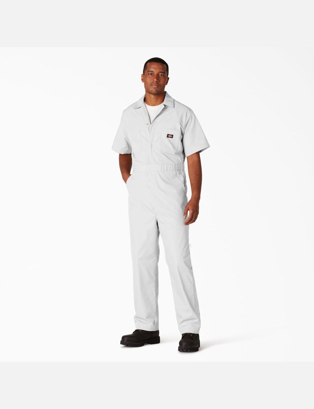 White Dickies Short Sleeve Coveralls & Overalls | 923ZHFNRE