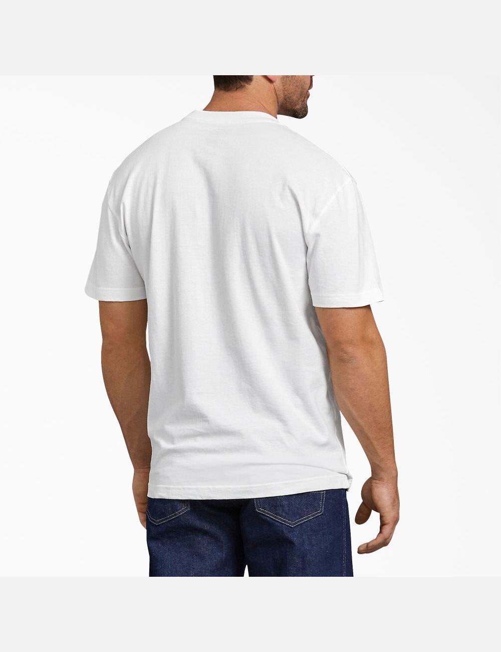 White Dickies Short Sleeve Heavyweight Crew Neck Shirts | 735DVLHNU