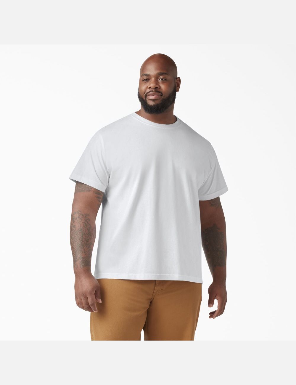 White Dickies Short Sleeve Heavyweight Crew Neck Shirts | 735DVLHNU