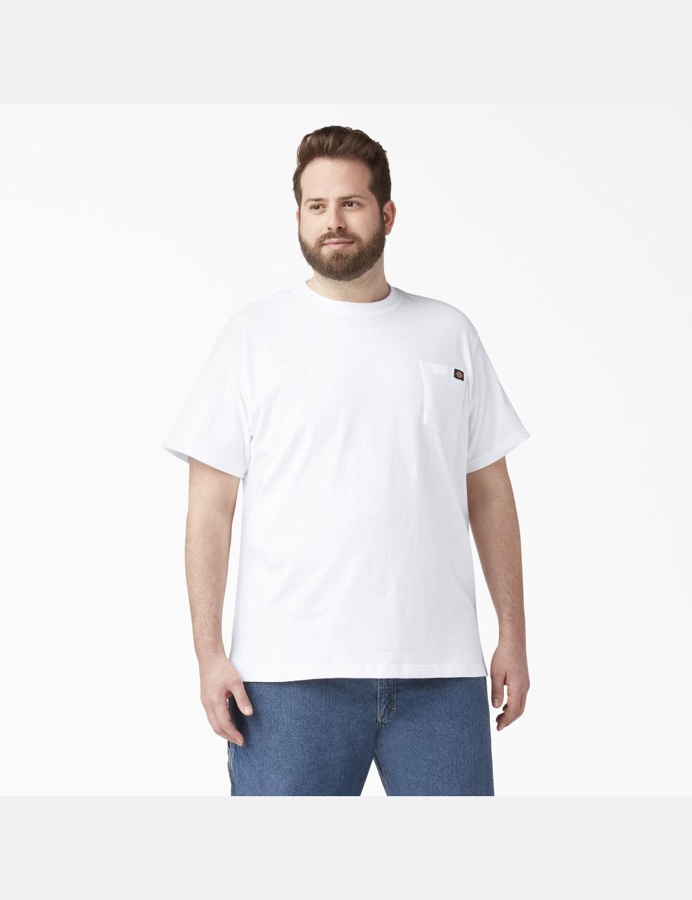 White Dickies Short Sleeve Pocket Shirts | 817IEUHXT