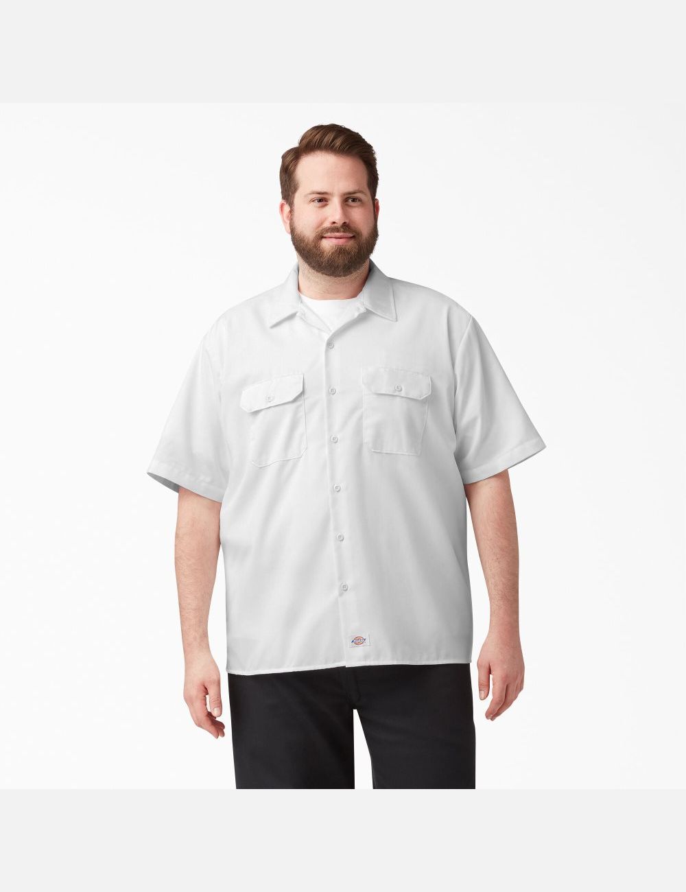 White Dickies Short Sleeve Shirts | 456EATBKS