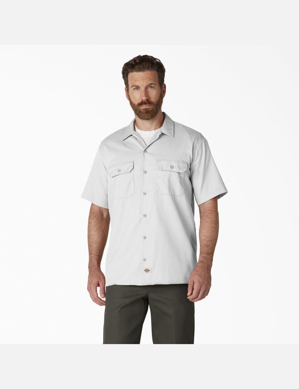 White Dickies Short Sleeve Work Shirts | 296QIMBZS