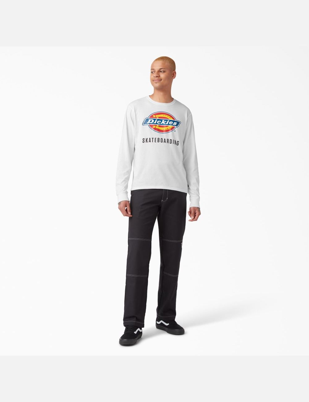 White Dickies Skateboarding Logo Graphic Long Sleeve T-Shirts | 532QHKCUF