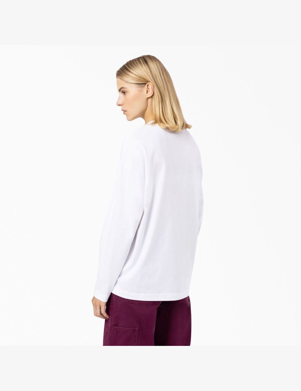 White Dickies Summerdale Long Sleeve T-Shirts | 706HFBZGM