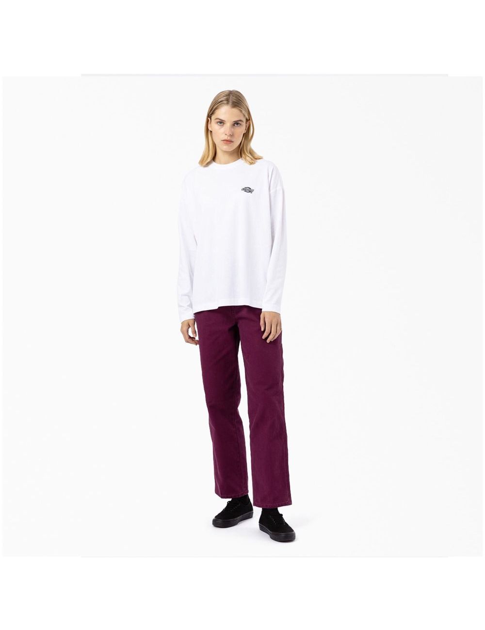 White Dickies Summerdale Long Sleeve T-Shirts | 706HFBZGM