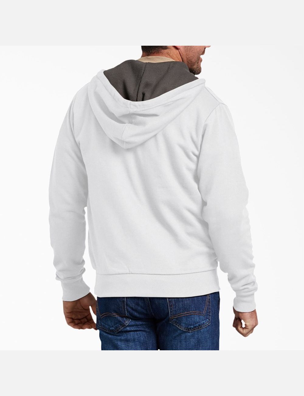 White Dickies Thermal Lined Fleece Zip Hoodies | 903DIQXPO