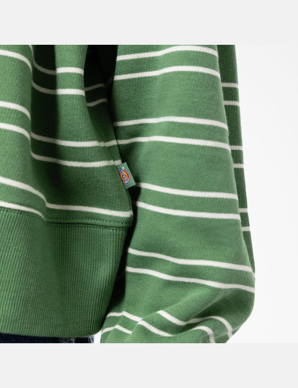 White/Green Stripe Dickies Westover Striped Sweatshirts | 243WTUZBX