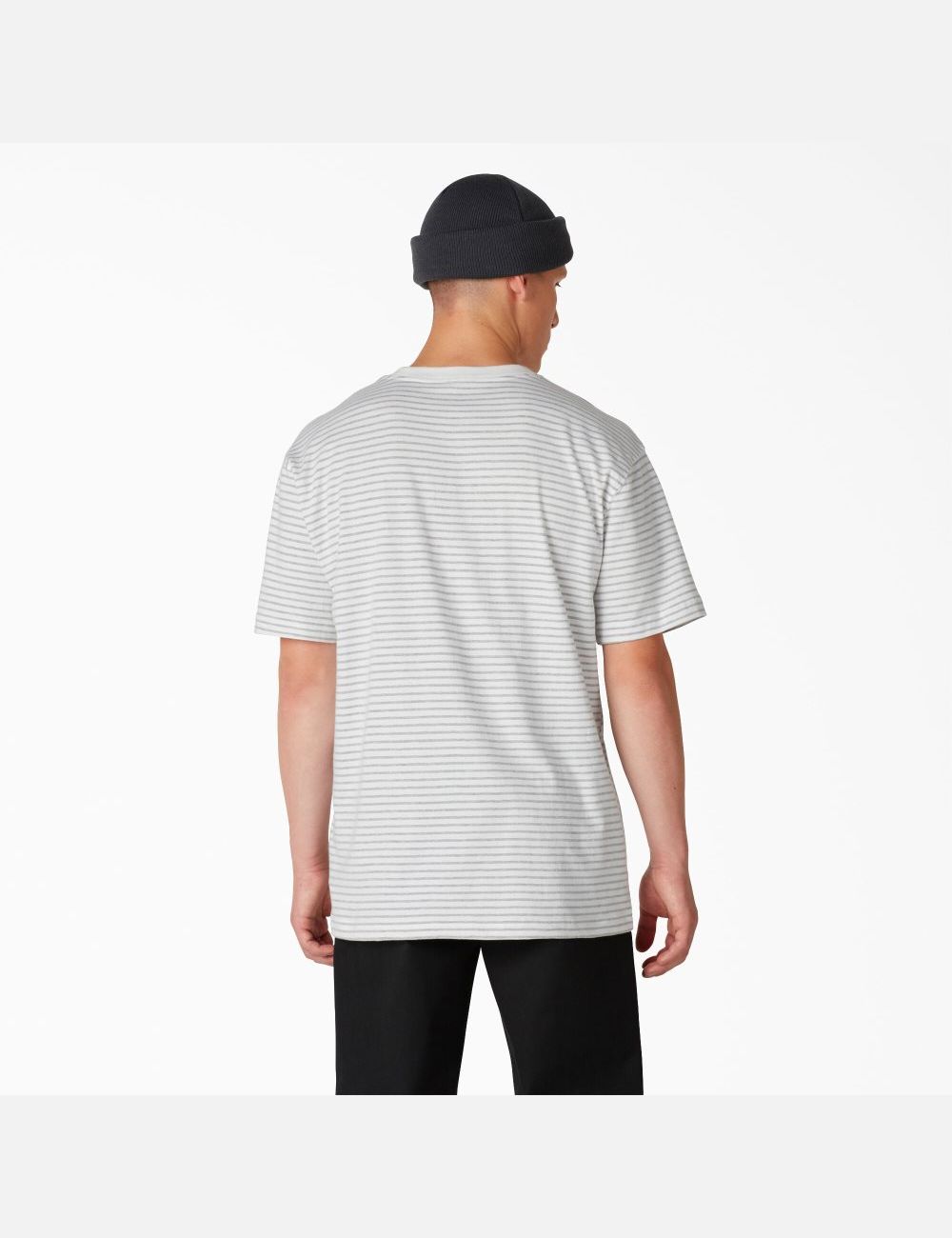 White Heather Stripe Dickies Regular Fit Striped Pocket T-Shirts | 275YOXSFH