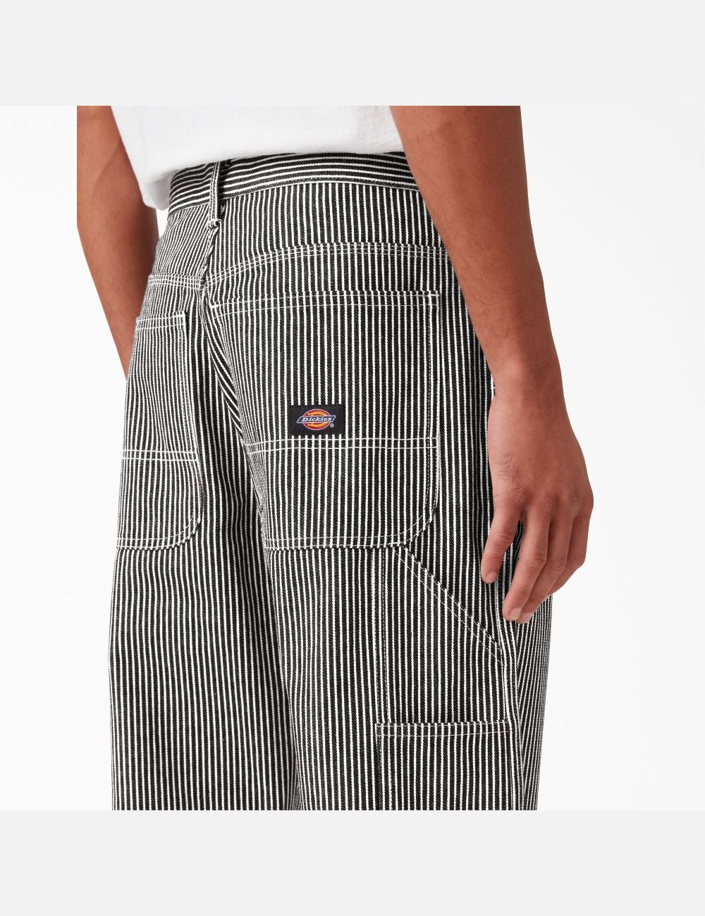 White Hickory Stripe Dickies Hickory Stripe Carpenter Pants | 908GBSPXI