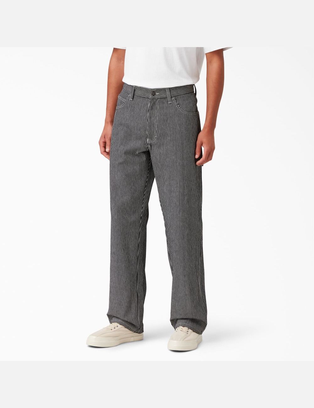 White Hickory Stripe Dickies Hickory Stripe Carpenter Pants | 908GBSPXI