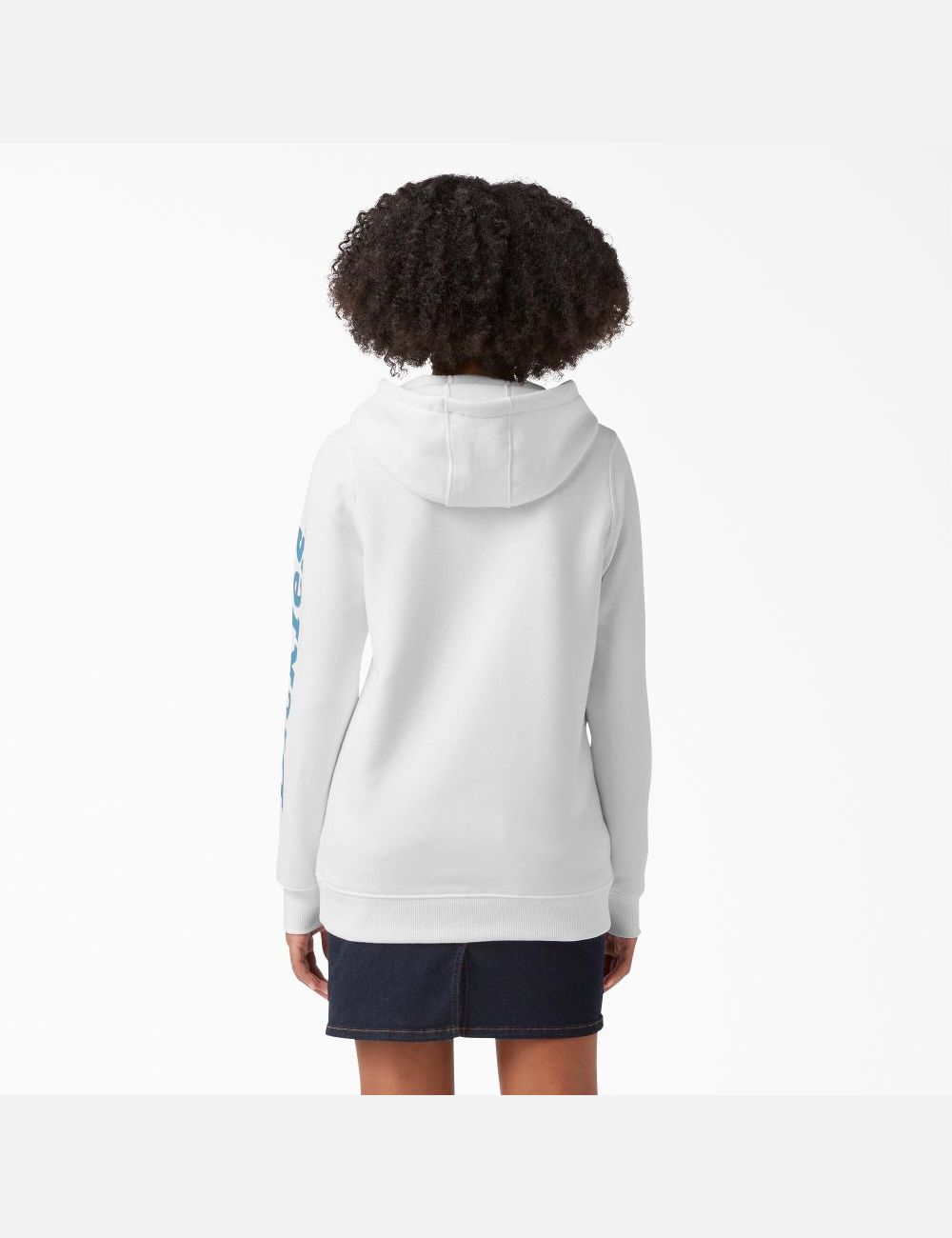 White/Vallarta Blue Dickies Heavyweight Logo Sleeve Hoodies | 427WEUCAP