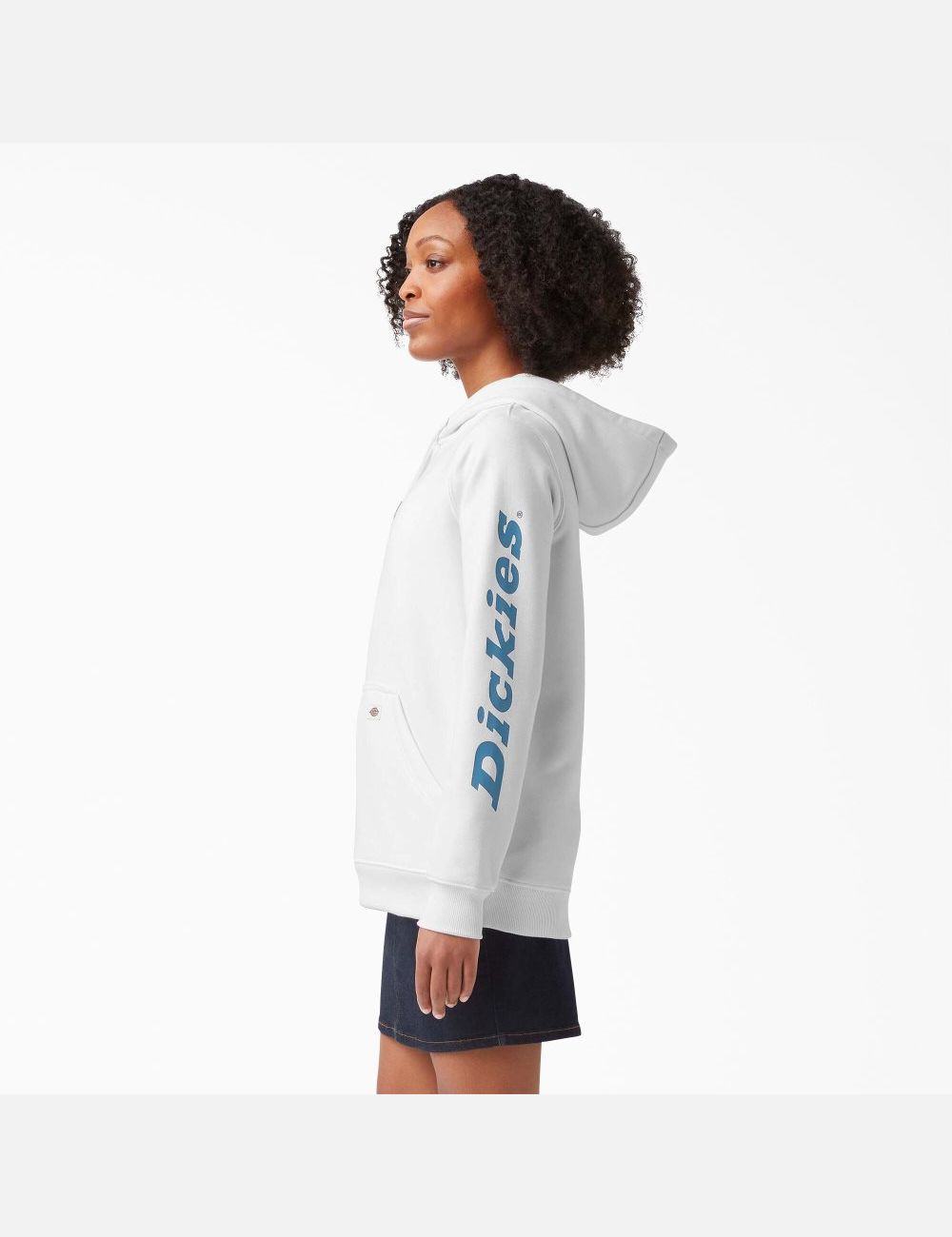 White/Vallarta Blue Dickies Heavyweight Logo Sleeve Hoodies | 427WEUCAP