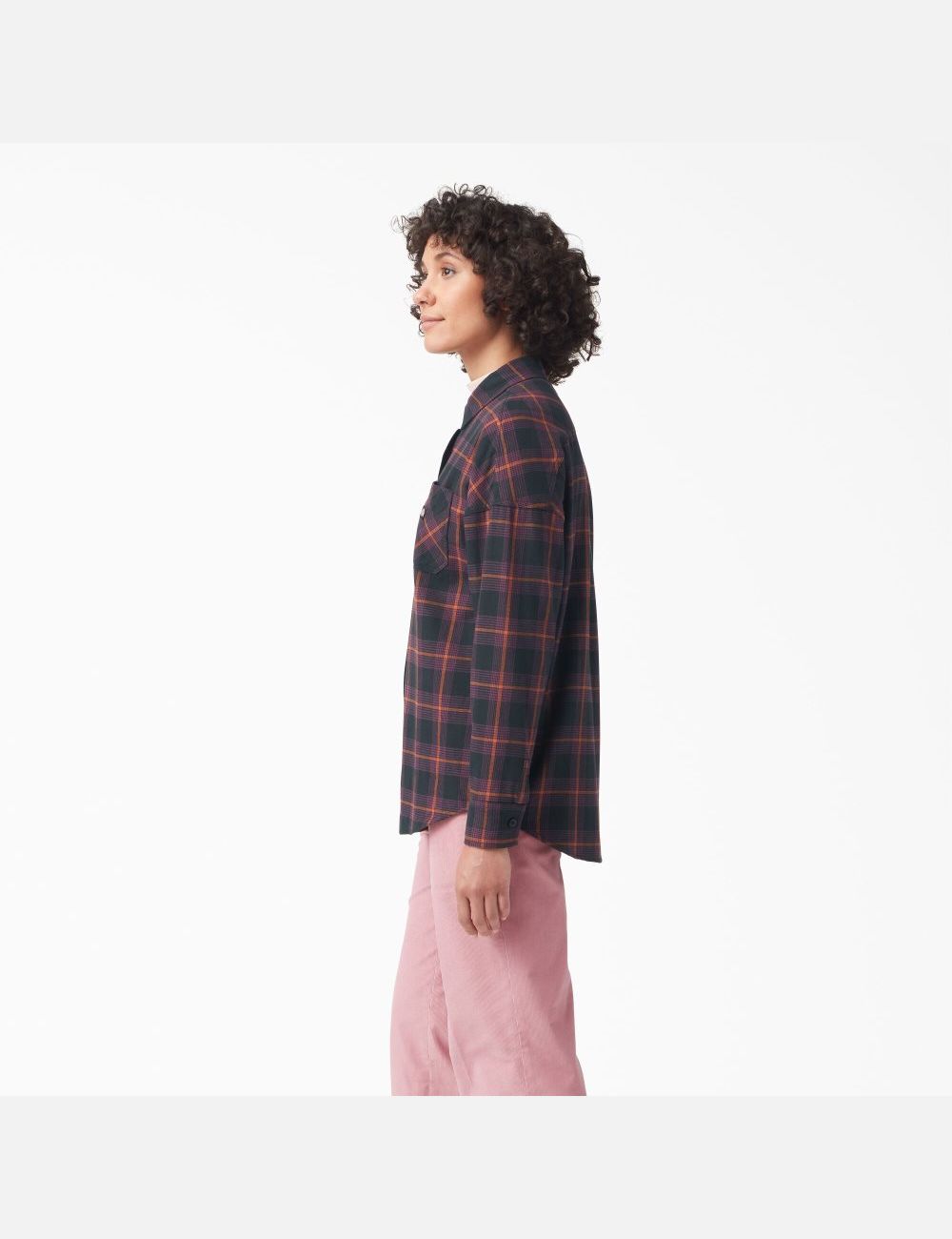 Wine/Black Plaid Dickies Bakerhill Oversized Shirt Button Up | 481NSJHWC