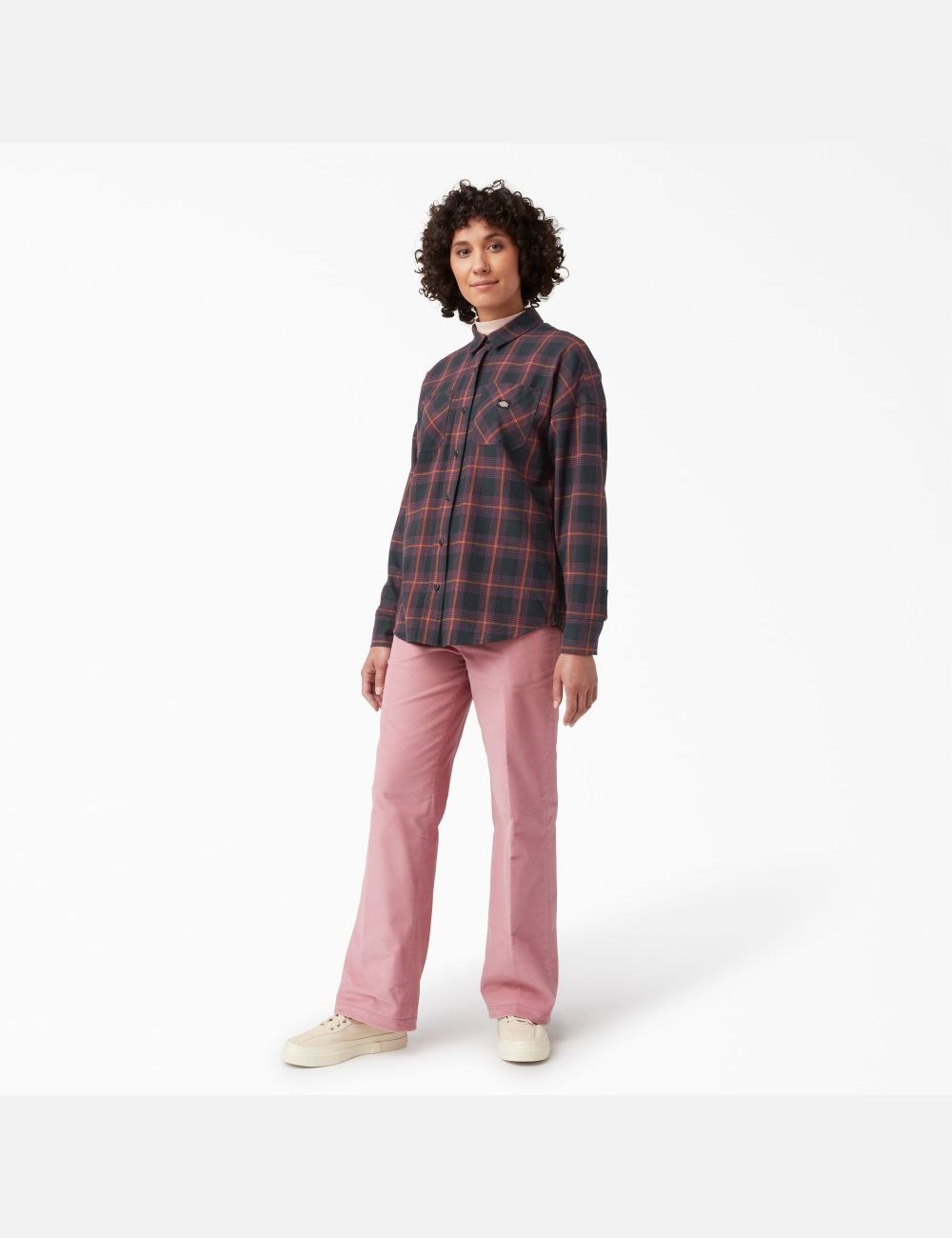 Wine/Black Plaid Dickies Bakerhill Oversized Shirt Button Up | 481NSJHWC