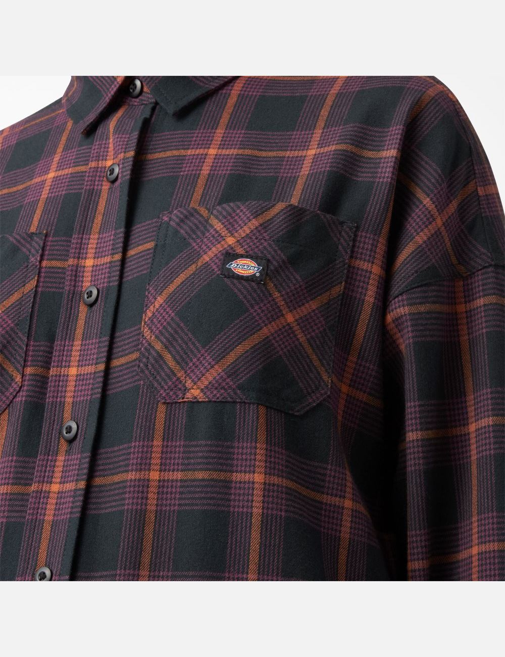 Wine/Black Plaid Dickies Bakerhill Oversized Shirt Button Up | 481NSJHWC