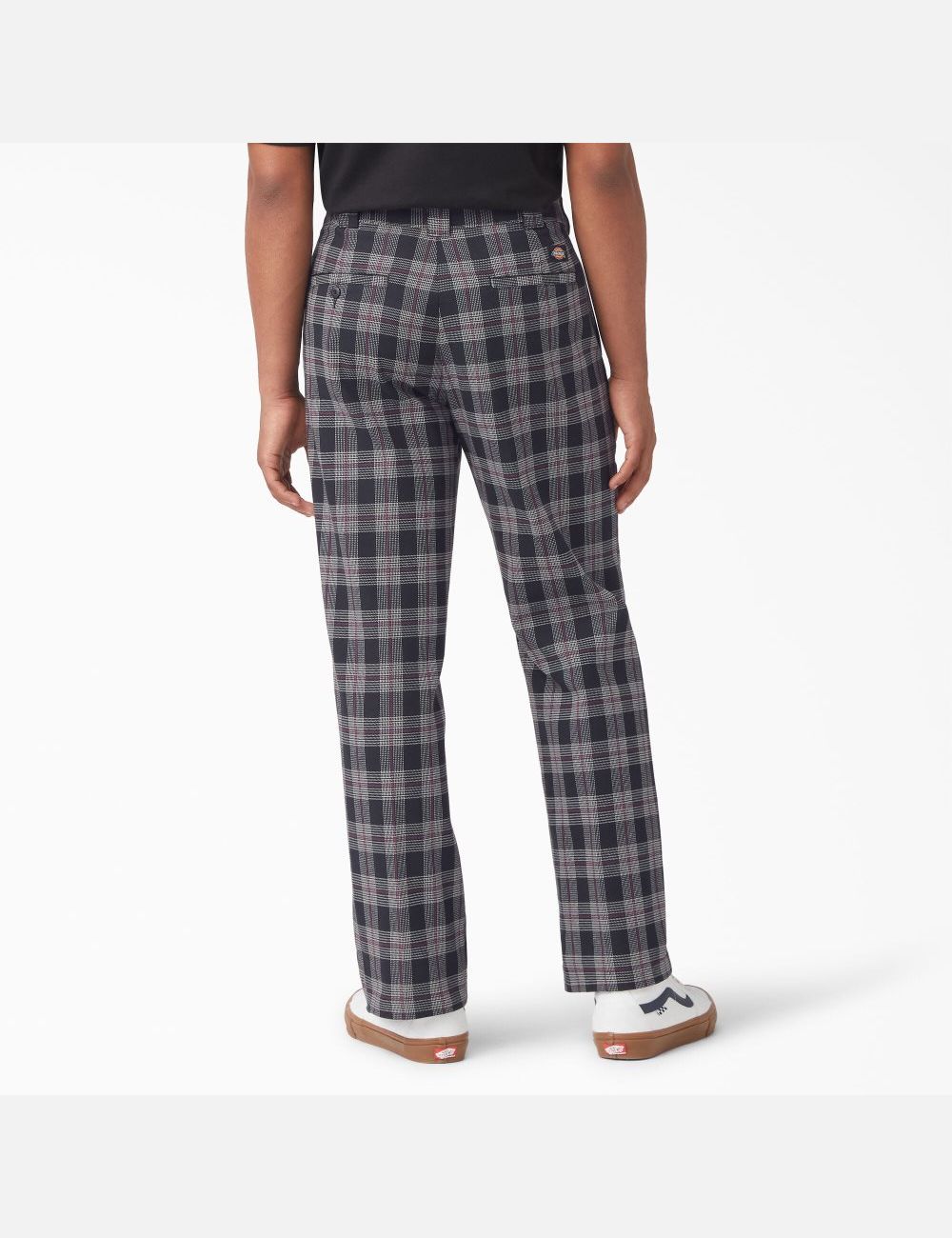 Wine/Black Plaid Dickies Flat Front Plaid Pants | 417HQELYI