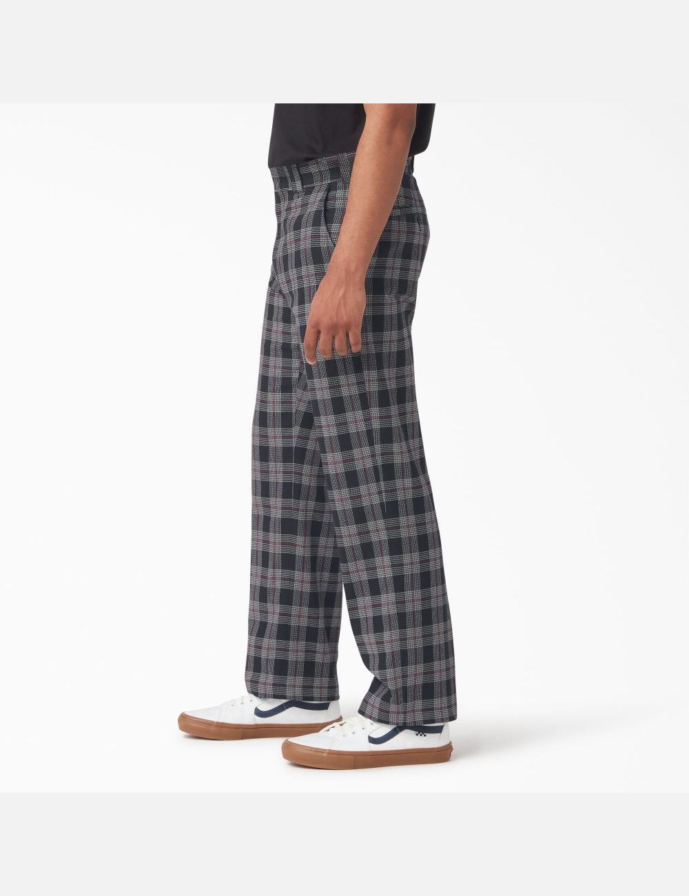 Wine/Black Plaid Dickies Flat Front Plaid Pants | 417HQELYI