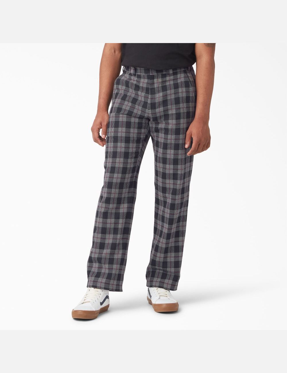 Wine/Black Plaid Dickies Flat Front Plaid Pants | 417HQELYI