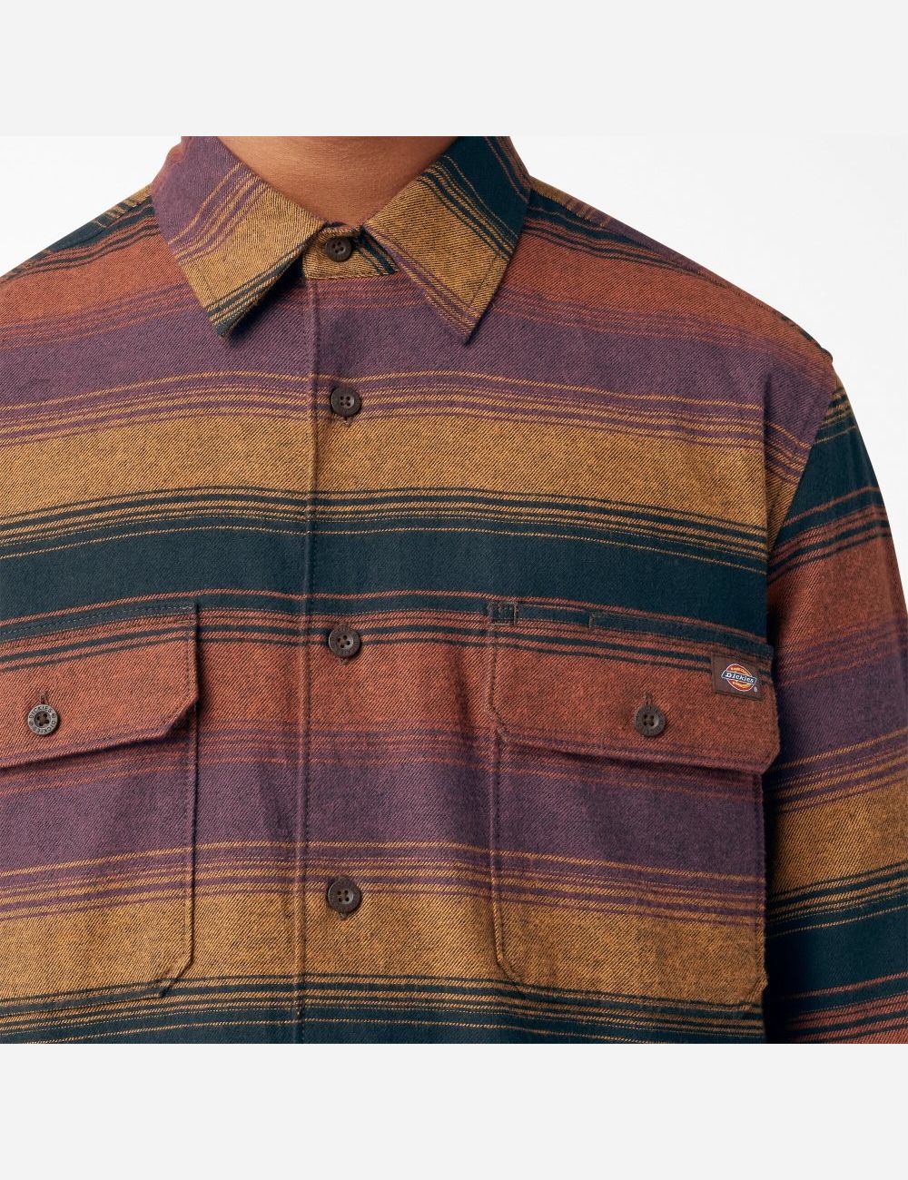 Wine Blanket Stripe Dickies FLEX Regular Fit Flannel Shirt Button Up | 179IRSGFB