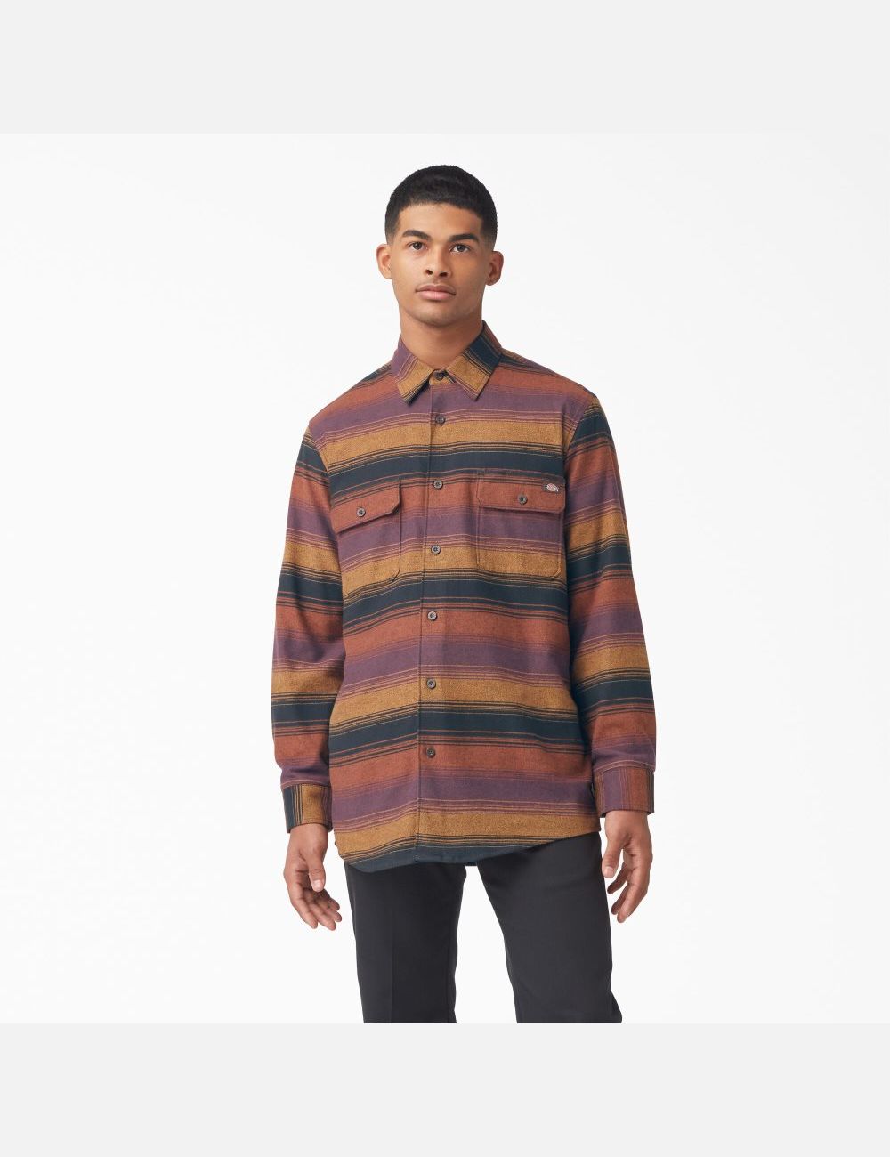 Wine Blanket Stripe Dickies FLEX Regular Fit Flannel Shirt Shirts | 425PQJYOL