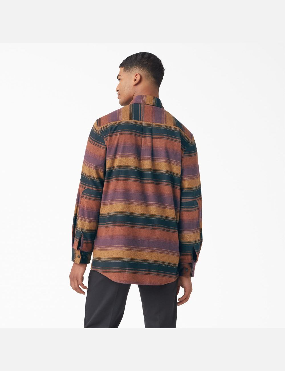 Wine Blanket Stripe Dickies FLEX Regular Fit Flannel Shirt Button Up | 870HZQDTN