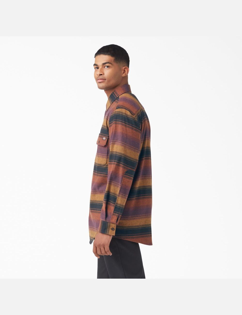 Wine Blanket Stripe Dickies FLEX Regular Fit Flannel Shirt Button Up | 870HZQDTN